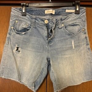 Seven7 Light Blue Distressed Jean Shorts